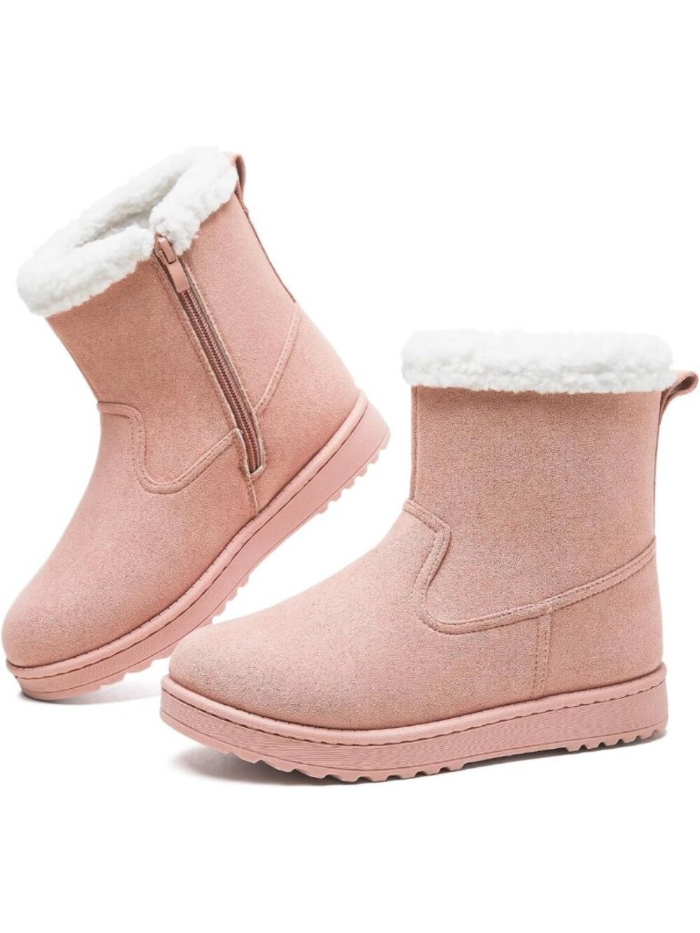 Cozy Women's Winter Ankle Boots, Slip-On Style with Side Zipper for Easy Wear